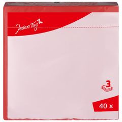 Red napkins, 3-ply, 33 x 33 cm, 40 pcs, by Jeden Tag
