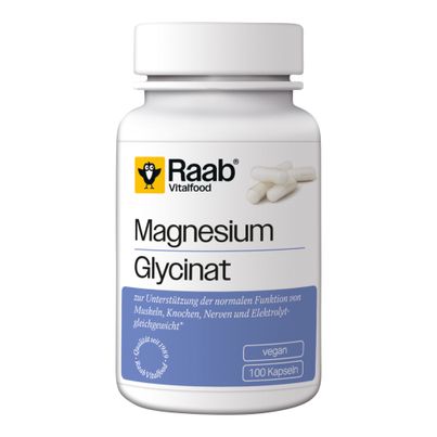 Bio Magnesium Glycinat Kapseln 100ct - 4er Vorteilspack von Raab Vitalfood