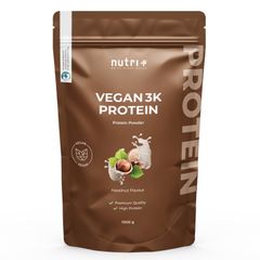 nutri+ Hazelnut Veganes Proteinpulver 3k - Eiweiß Protein Pulver 1kg von Nutrition Plus