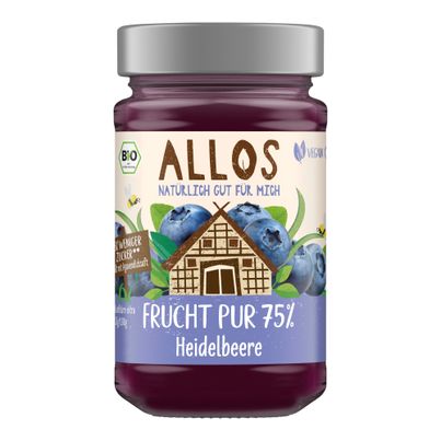 Bio Fruchtaufstrich 75% Heidelbeer 250g - 6er Vorteilspack von Allos