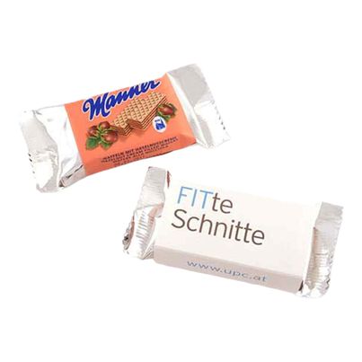 Personalisierte Manner Neapolitaner Minis 2er 15g mit Branding auf Kartonschuber