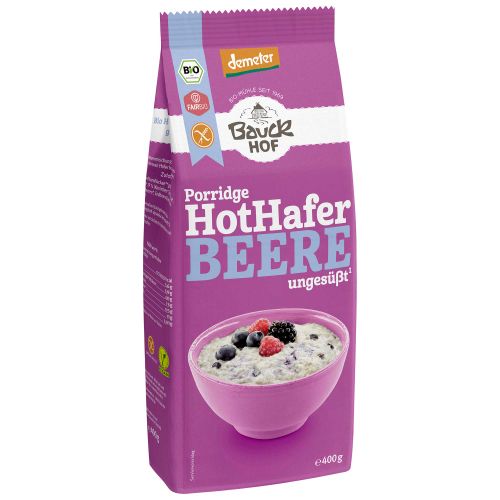 Bio Demeter Hot Hafer Beeren Porridge 400g - Glutenfrei - Mit fruchtigen Korinthen und Beerenstücken von Bauckhof