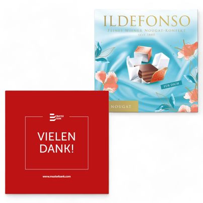 Personalisierte Ildefonso 150g mit Branding auf Kartonschuber