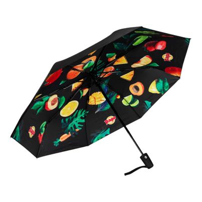 Pago Taschenschirm Regenschirm schwarz mit Früchten