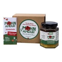 Mohnpräsente Genuss-Duette, gefüllte Mohnschokolade & BIO Cremehonig mit Mohn von Mohn Amour