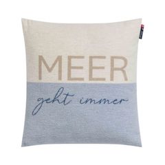 Kissenhülle Meer geht immer 40 x 40 cm - Hellblau - GRS zertifiziert - von David Fussenegger