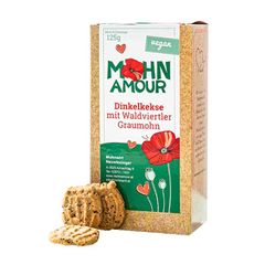 Dinkelkekse mit Graumohn vegan 125g - Schmackhafte Dinkel Kekse mit Mohn verfeinert - Die Lieblingskekse aller Kinder von Mohn Amour