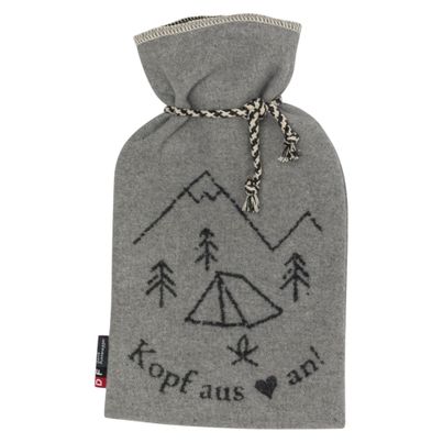 Hot water bottle with cover Kopf aus Color Charcoal Grey 21x38cm by David Fussenegger