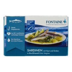 Bio Sardinen mit Haut und Gräten 120g - 10er Vorteilspack von Fontaine