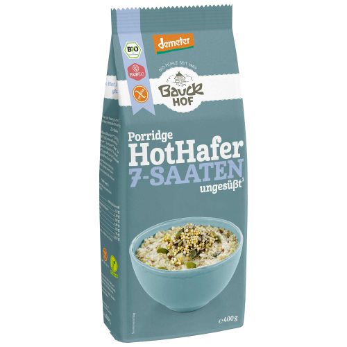 Bio Demeter Hot Hafer 7-Saaten Porridge 400g - Glutenfrei - Kraftvoll und kernig mit 7 verschiedenen Saaten von Bauckhof