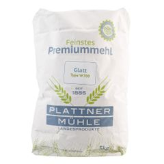 Weizenmehl Type 700 Glatt 5000g - vielseitig einsetzbar - ohne Zusatzstoffe - schonende Vermahlung - wertvolle Inhaltsstoffe von Plattner Mühle