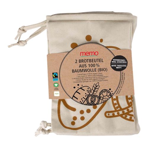 Bio Baumwoll Brotbeutel 2 Stück Packung von Memo