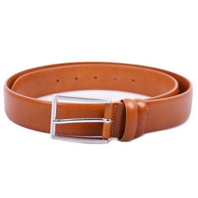 Handgefertigter eleganter Ledergürtel aus feinstem Kalbsleder - Cognac- 35mm Breite