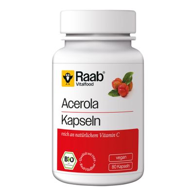Bio Acerola Kapseln 80ct - 4er Vorteilspack von Raab Vitalfood