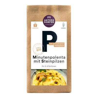 Organic minute polenta porcini mushroom 150g - value pack of 6 from Antersdorfer Mühle