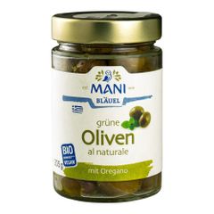 MANI Bio Grüne Oliven al naturale mit Oregano 205g von MANI Bläuel