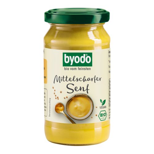 Organic medium hot mustard 200ml - value pack of 6 from Byodo