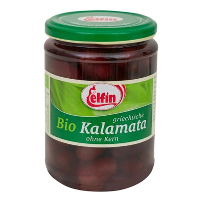 Bio Oliven Kalamata ohne Kern 390ml - 6er Vorteilspack von Elfin