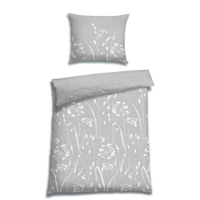 Edel Satin Bettwäsche BREE SILBER Set bestehend aus: 1 x Decke 140 x 200 cm und 1 x Kissen 70 x 90 cm von FLORELLA