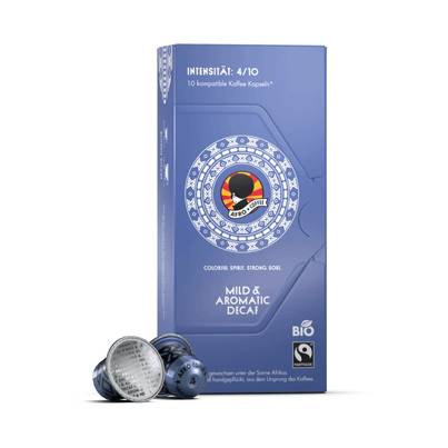 Bio AFRO COFFEE Mild & Aromatic Decaf Premium Kaffee Kapseln 10 Stück - Fairtrade Arabica entkoffeiniert Kaffeekapseln von AFRO COFFEE