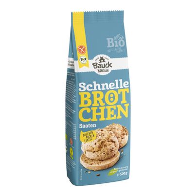Bio Schnelle Brötchen Saaten glf. 500g - 6er Vorteilspack von Bauck Mühle