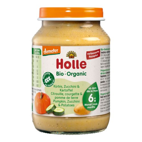 Bio Babygläschen Kürbis Zucchini & Kartoffel 190g - 6er Vorteilspack von Holle