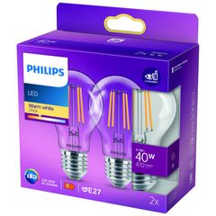 LED Classic E27 40W klar 2Stück von Philips