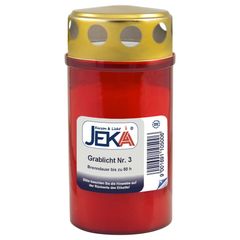 Grabkerze Nr. 3 rot mit Deckel 1Stück von Jeka