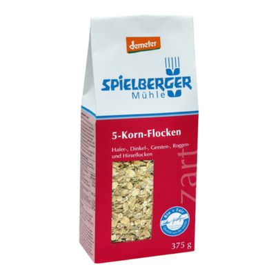 Bio 5-Korn-Flocken Zartblatt 375g - 6er Vorteilspack von Spielberger Mühle