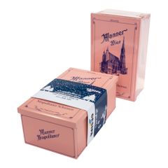 Personalized Manner Neapolitan 1898 nostalgia tin - with branding on cardboard slipcase - 600g