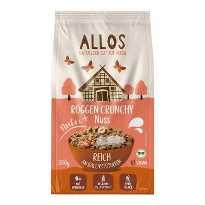 Bio Roggen Crunchy Nuss 350g - 5er Vorteilspack von Allos