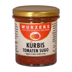 Kürbis Tomaten Sugo 350ml - pikante Sauce vegan und ohne Zuckerzusatz - vielseitig einsetzbar - aus Kürbisfleisch und Tomaten von Wurzers