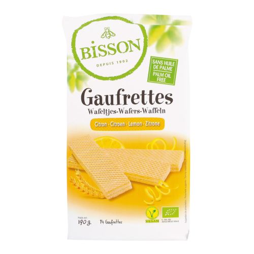 Organic lemon waffles 190g - value pack of 8 from Bisson