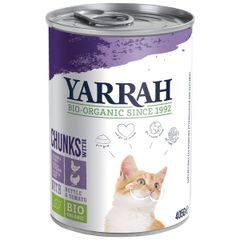 Bio Yarrah Katzenfutter Bröckchen Huhn/Truthahn 405g - 12er Vorteilspack - Tierfutter von Yarrah