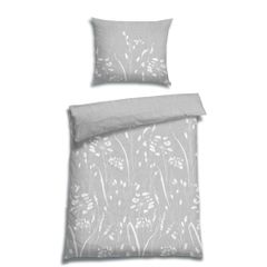 Edel Satin Bettwäsche BREE SILBER Set bestehend aus: 1 x Decke 140 x 200 cm und 1 x Kissen 70 x 90 cm von FLORELLA