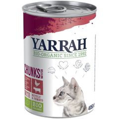Bio Yarrah Katzenfutter Bröckchen Huhn und Rind 405g - 12er Vorteilspack - Tierfutter von Yarrah