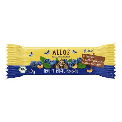 Bio Fruchtriegel Blaubeere 40g - 25er Vorteilspack von Allos