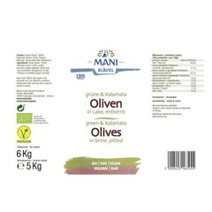 Bio Kalamata&Grüne Oliven Lake Ent 6000g - 3er Vorteilspack von Mani Bläuel