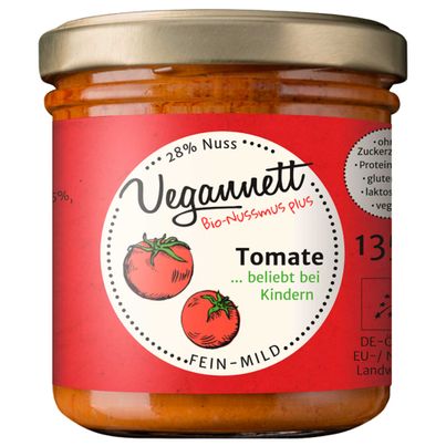 Bio Tomate mit 28 Prozent Cashew- und Erdnussmus 135g - Vegan - Glutenfrei und Laktosefreier Aufstrich von Vegannett