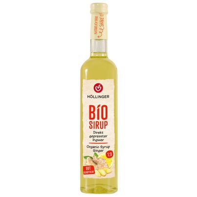Bio Ingwer Sirup 500ml - direkt gepresster Ingwersaft in der Glasflasche - natürlich trüb - höchste und unverfälschte Qualität von Höllinger Juice