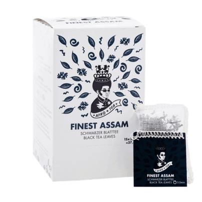 AFRO TEA Finest Assam Schwarzer Tee - Premium Schwarztee 15 Stück - 15 handgenähte Teebeutel mit Assam Tee von AFRO COFFEE