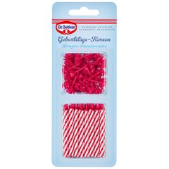 Dr. Oetker candles with holder, red (24 candles, 12 holders) - 40g