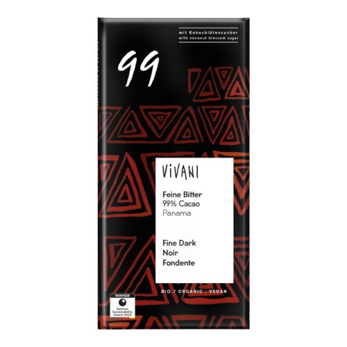 Bio Feine Bitter Schokolade 99 Prozent Cacao Panama 80g von Vivani