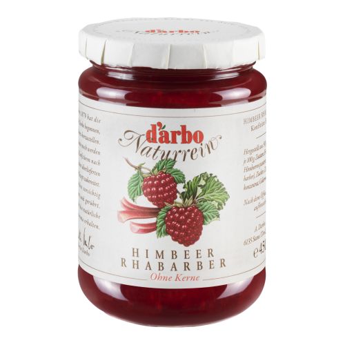 Darbo Naturrein Himbeer Rhabarber Konfitüre Extra ohne Kerne 450g