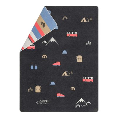 Leichte Kuscheldecke Flanelldecke Gipfelstürmer Farbe Anthrazit 140x200cm von David Fussenegger