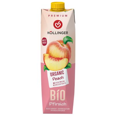 Organic peach fruit juice 1000ml - particularly fruity and full-bodied taste - free from artificial flavors from Höllinger Juice