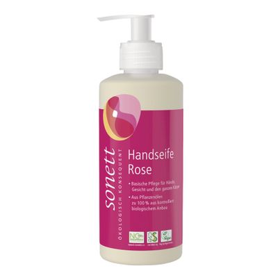 Organic Hand Soap Rose Dispenser 300ml - 6-piece value pack from sonett