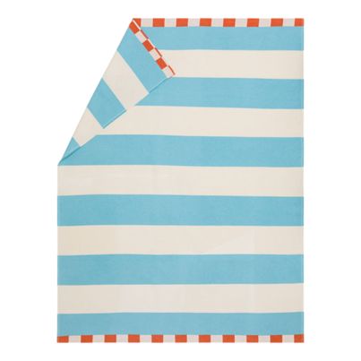 Soft Cotton Throw Blanket Milano Stripes Color Light Blue 140x200cm by David Fussenegger