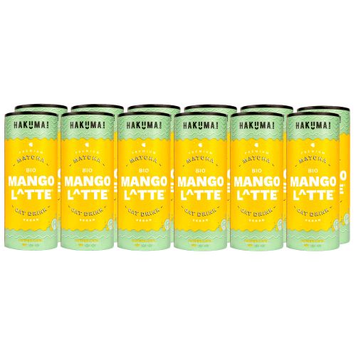 HAKUMA Bio Mango Latte 12 x 235ml - Premium Mango Latte auf Hafermilchbasis mit fruchtiger Mango - in der CartoCan - vegan und glutenfrei von HAKUMA