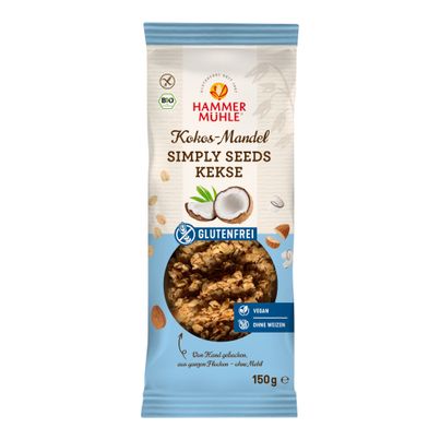 Bio Kokos-Mandel Simply Seeds Keks 150g - 7er Vorteilspack von Hammermühle Organic